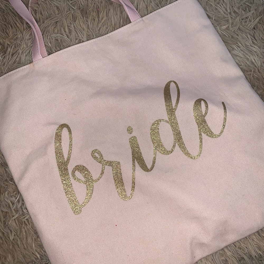 David’s Bridal pink reversible tote